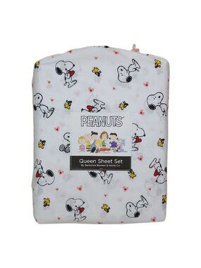 Peanuts Snoopy Woodstock Queen Sheet Set Berkshire Hearts Valentines Anniversary